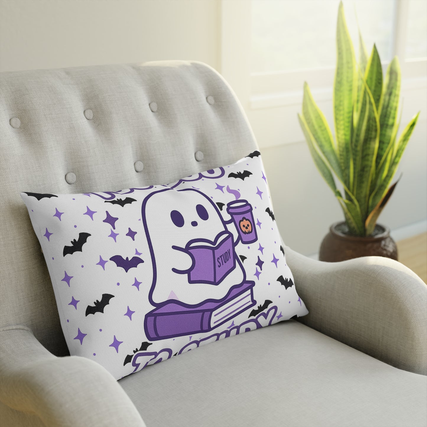 Ghost Meme Throw Pillow — Too Boo To Study