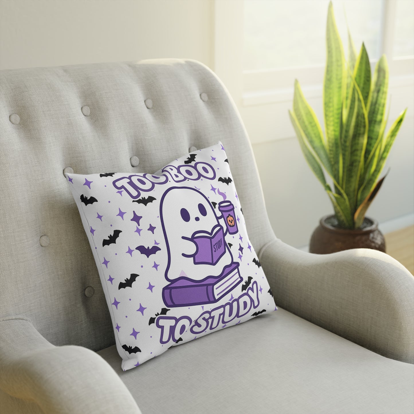 Ghost Meme Throw Pillow — Too Boo To Study
