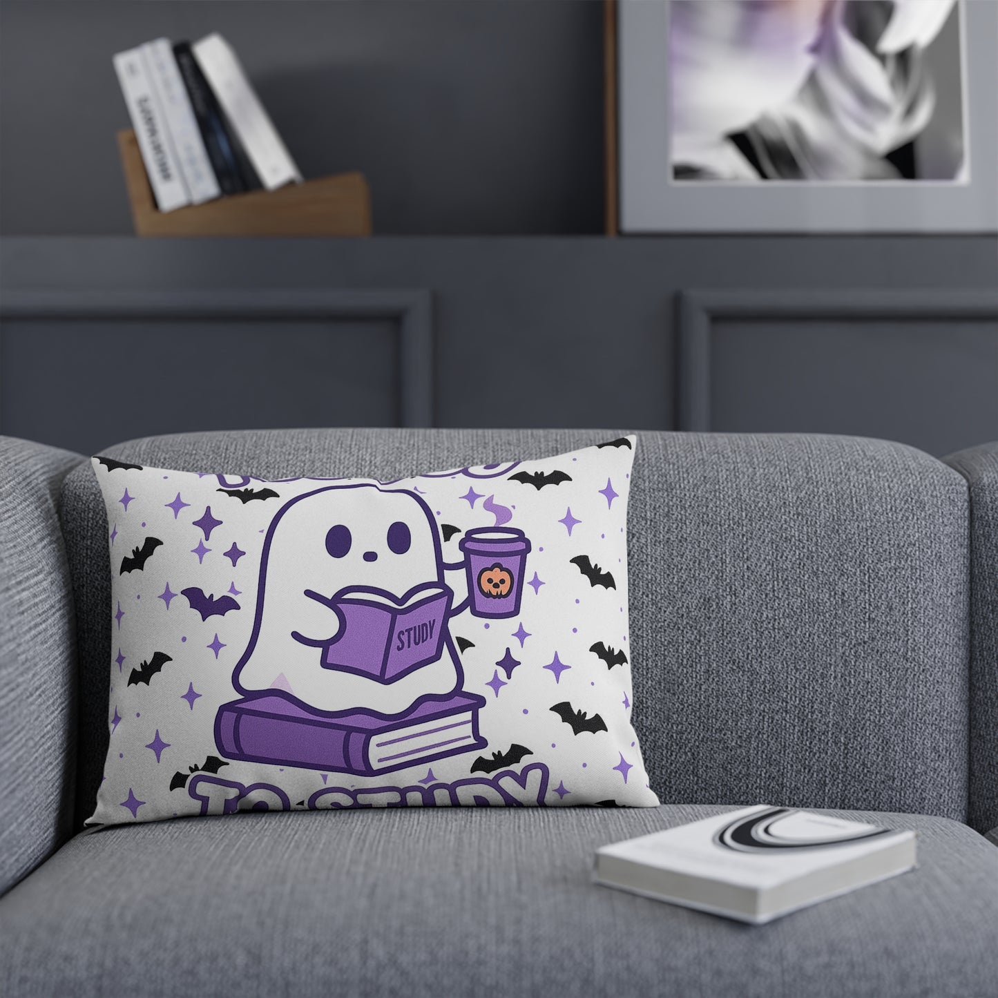 Ghost Meme Throw Pillow — Too Boo To Study