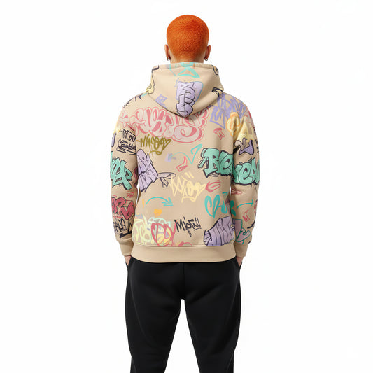 Postcard Club Retro Travel Car Pastel Graffiti Hoodie