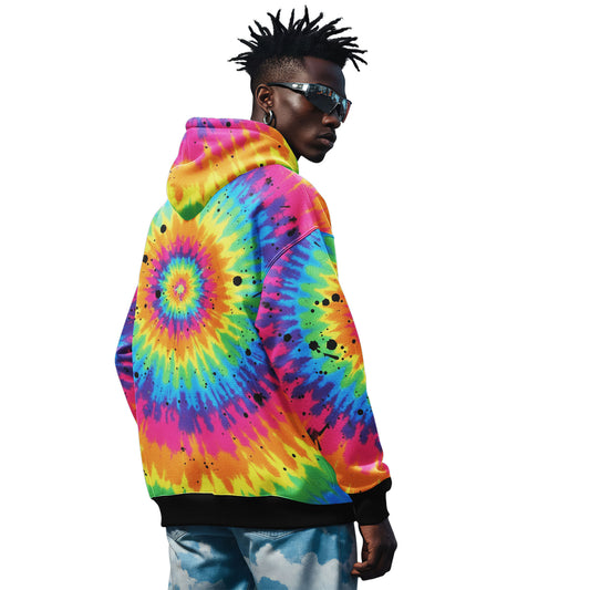 Money First Duck Neon Tie-Dye Graffiti Hoodie