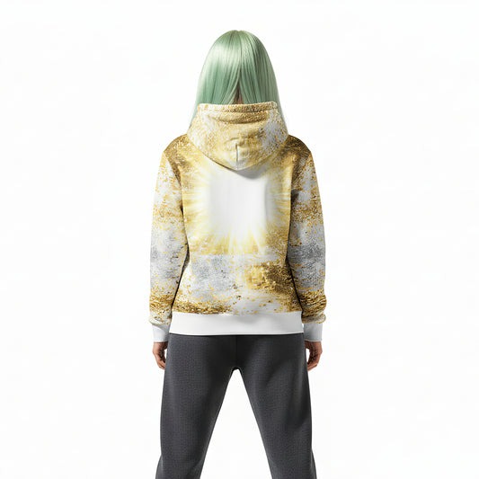 Golden Static Digital Glitch Luxury Hoodie