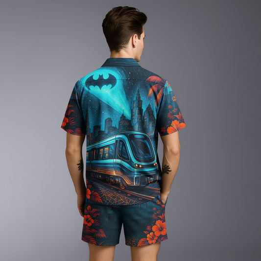 Neo Gotham Hawaiian Shirt & Shorts Set