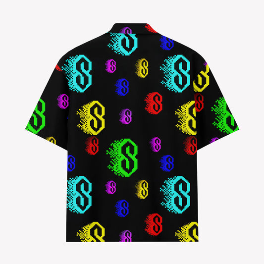 Cyber Neon Glitch Hawaiian Shirt