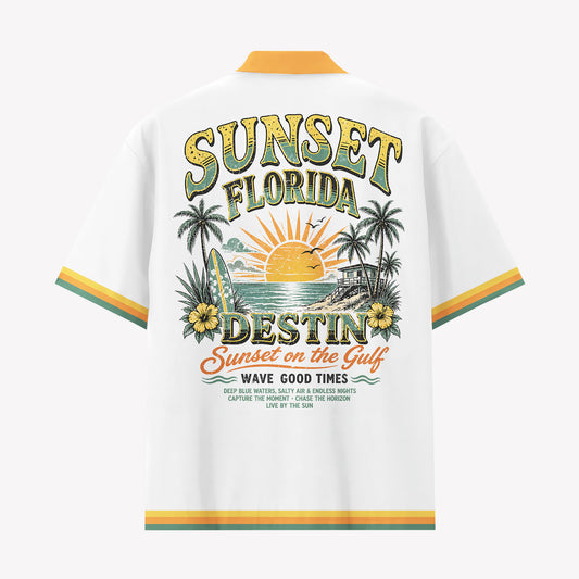 Destin Sunset on the Gulf Hawaiian Shirt & Shorts Set