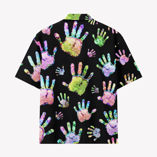 Neon Color Splash Handprint Hawaiian Shirt
