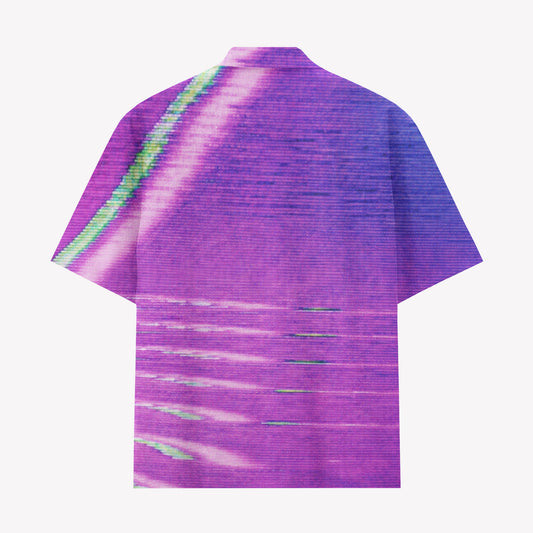 Retro VHS Glitch Neon Hawaiian Shirt
