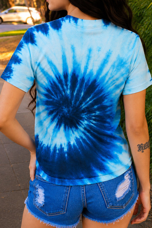 Roll It Relax Blue Tie Dye Tee