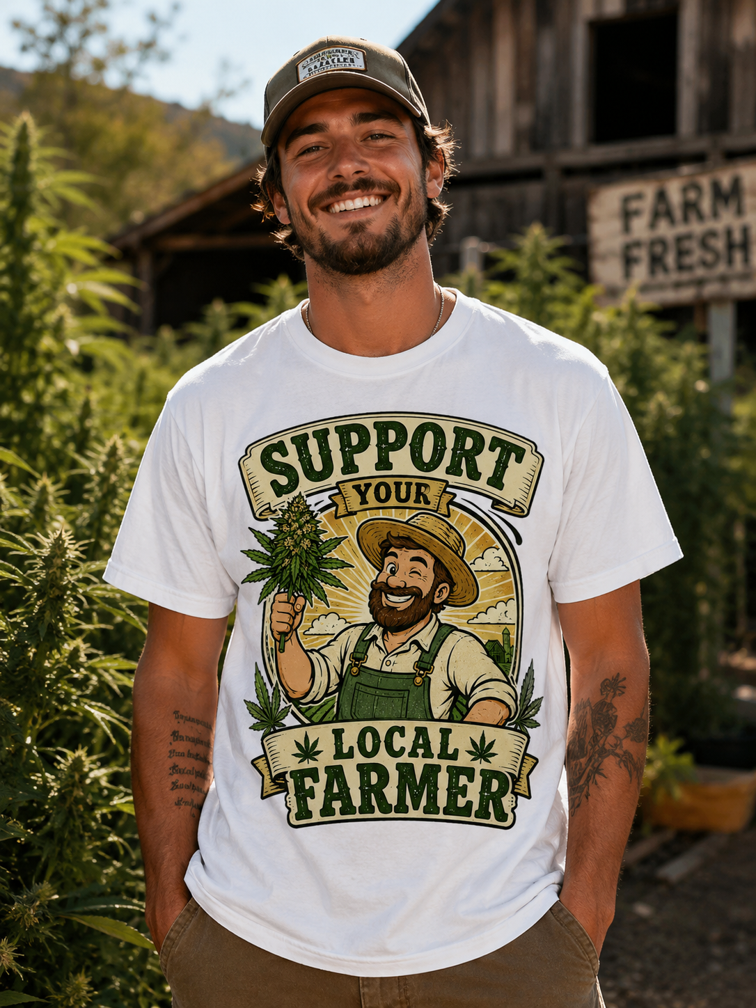 Support Your Local Farmer Cannabis Vintage Tee