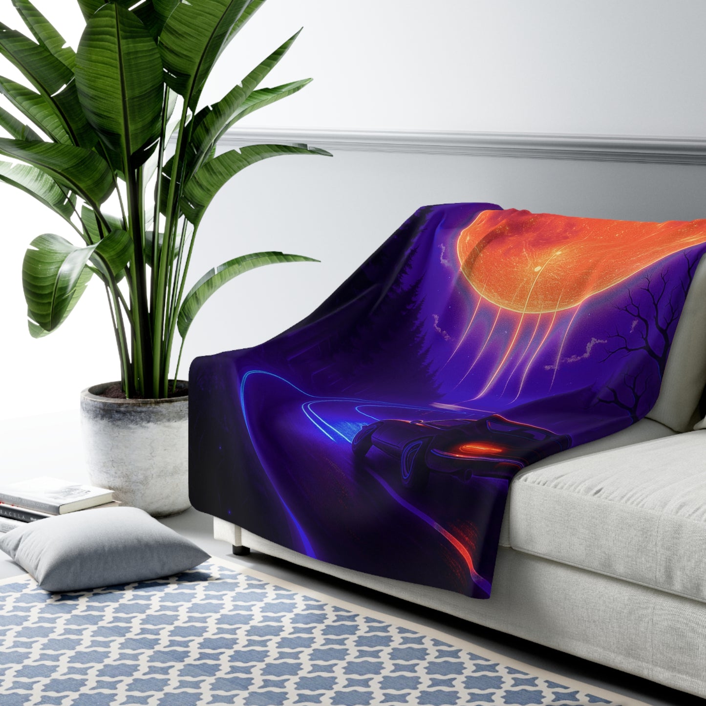 Midnight Drive Sherpa Blanket — Halloween Roadtrip