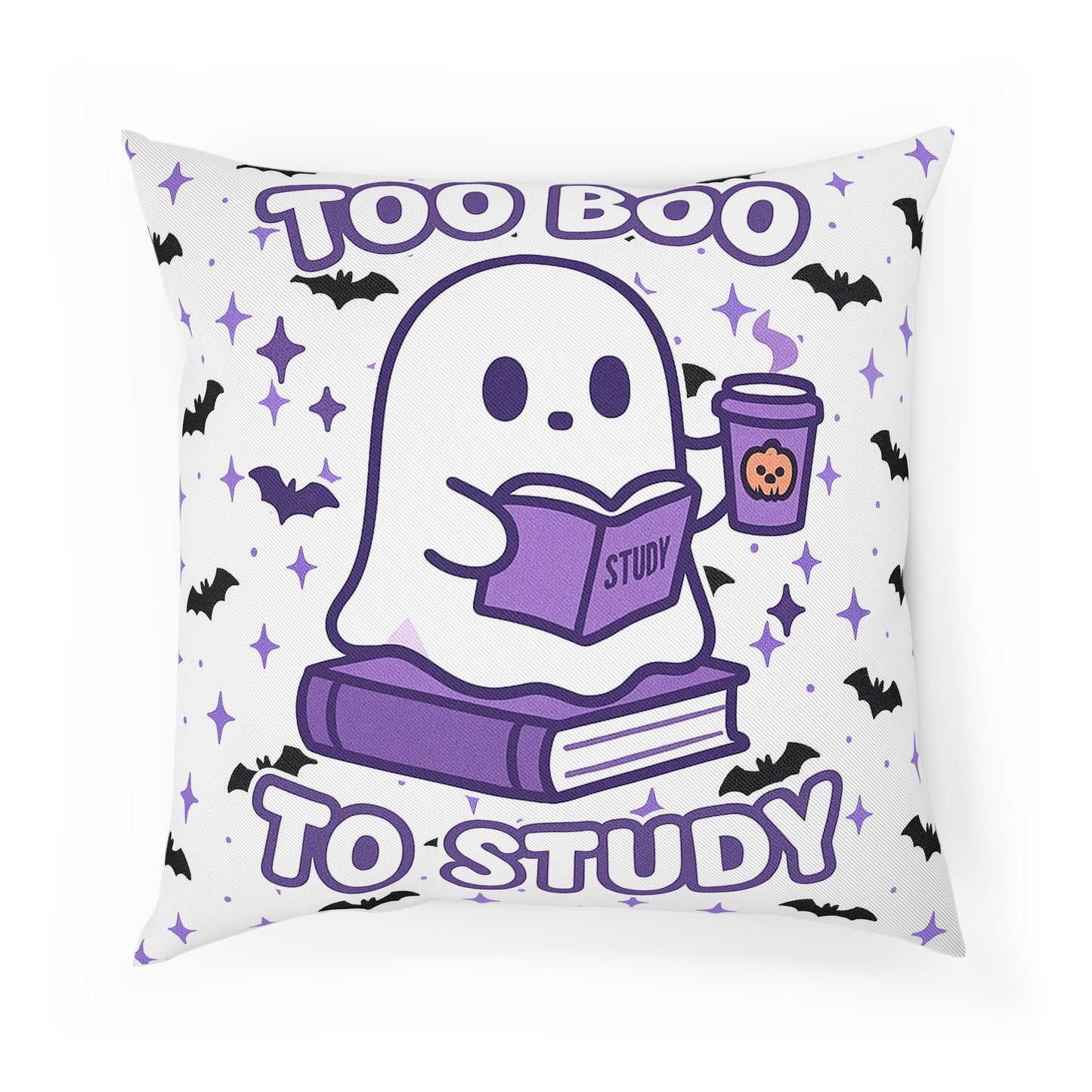 Ghost Meme Throw Pillow — Too Boo To Study