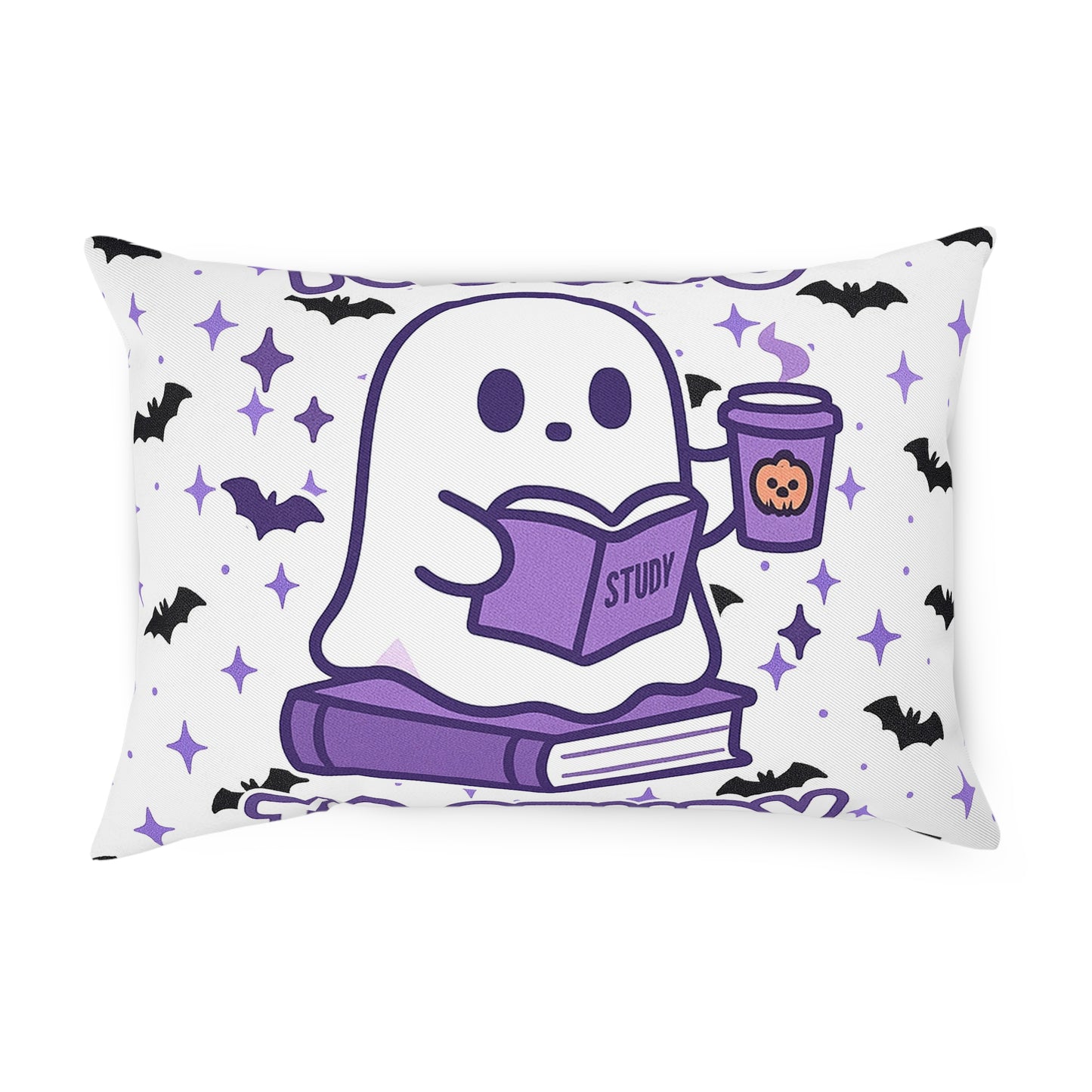 Ghost Meme Throw Pillow — Too Boo To Study