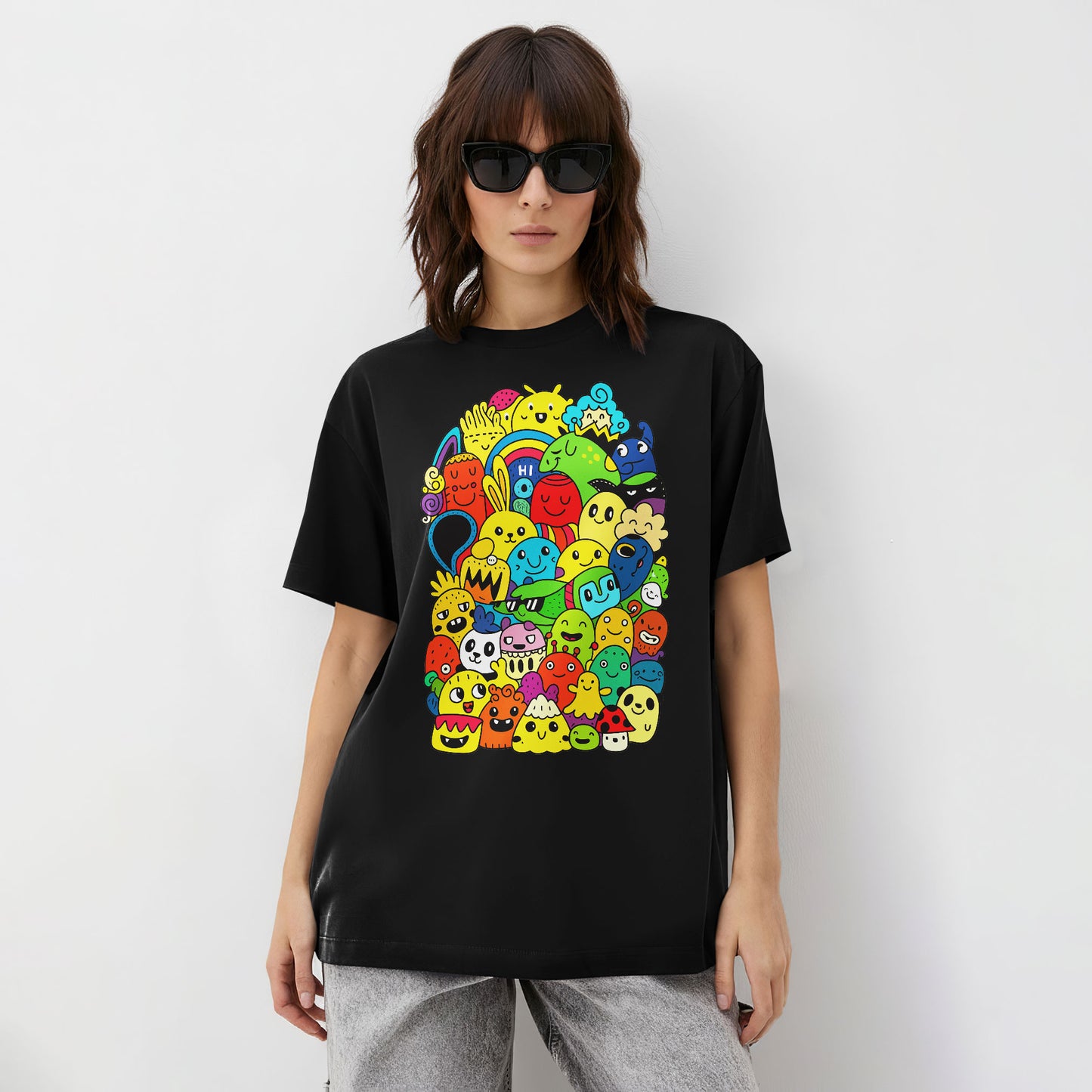 Kawaii Doodle Art Monster Crowd Unisex T-Shirt