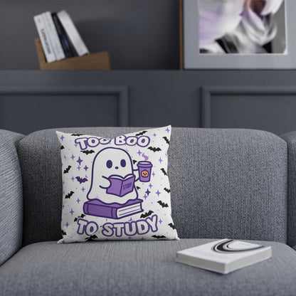 Ghost Meme Throw Pillow — Too Boo To Study