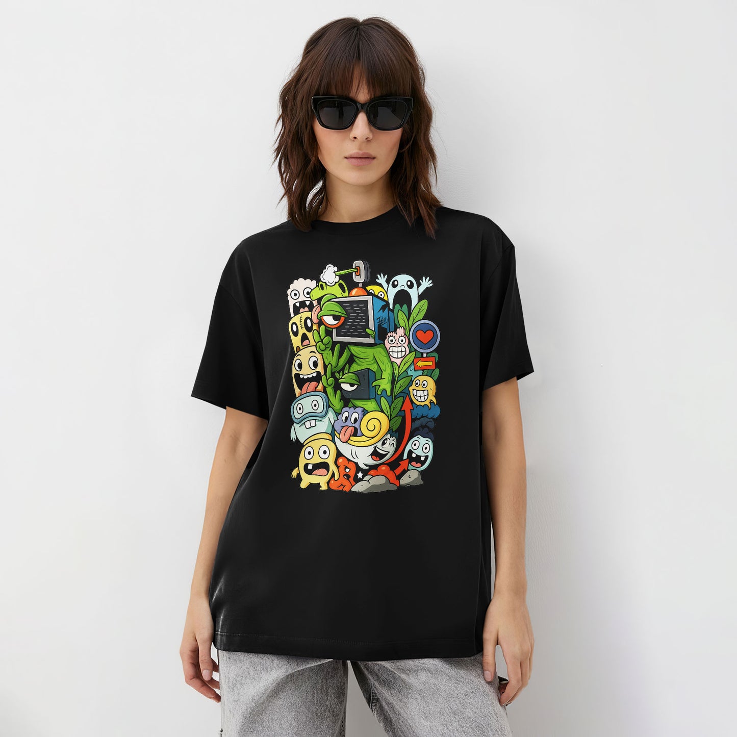 Jungle Chaos Doodle Creatures Unisex T-Shirt