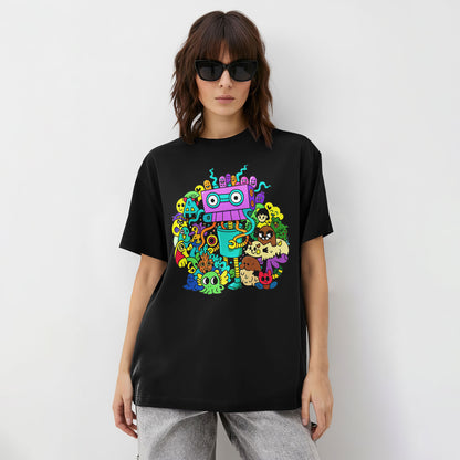 Robot Monster Squad Doodle Unisex T-Shirt