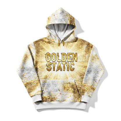 Golden Static Digital Glitch Luxury Hoodie
