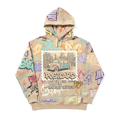Postcard Club Retro Travel Car Pastel Graffiti Hoodie