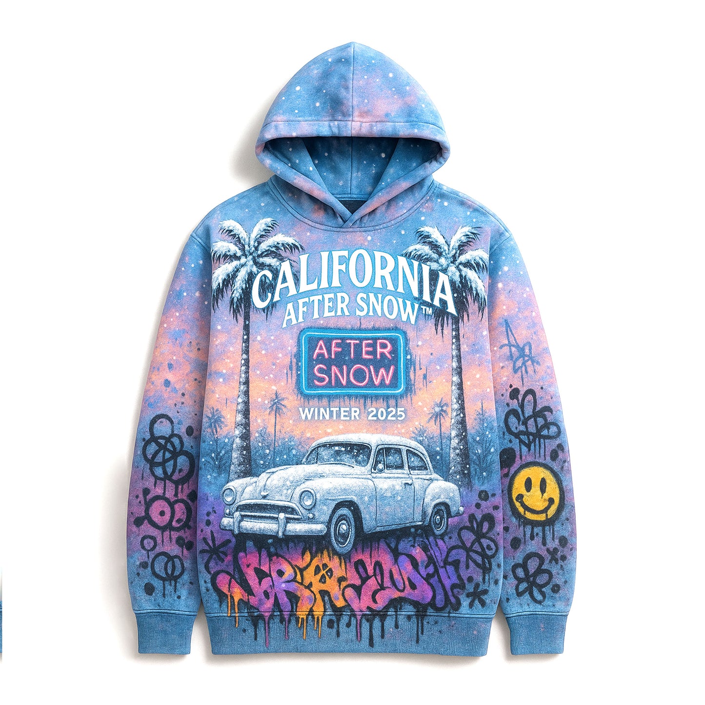 California After Snow Retro Winter Pastel Hoodie