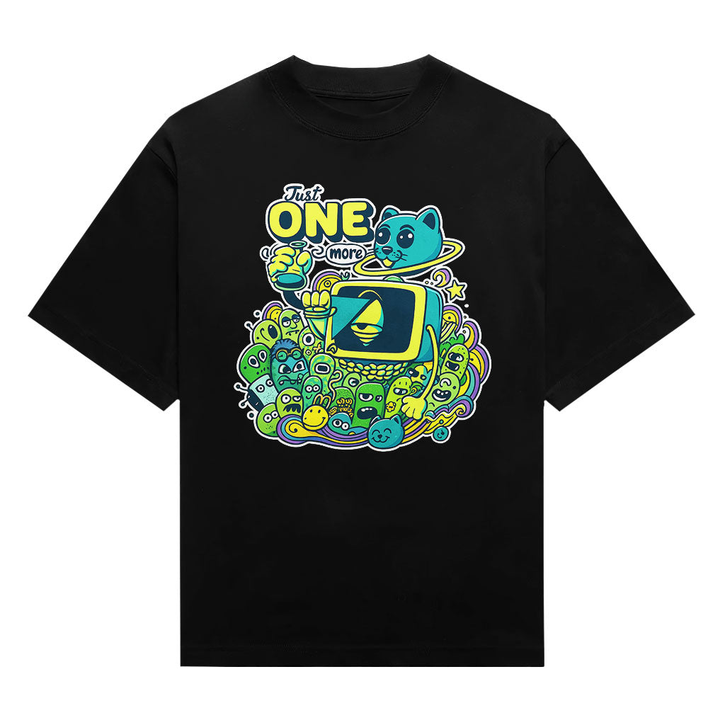 Cosmic Cat “Just One More” Doodle Graphic T-Shirt