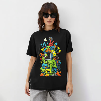 Retro Doodle TV Head Graphic Unisex T-Shirt