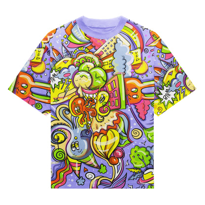 Urban Cartoon Doodle Art All-Over Print Unisex T-Shirt