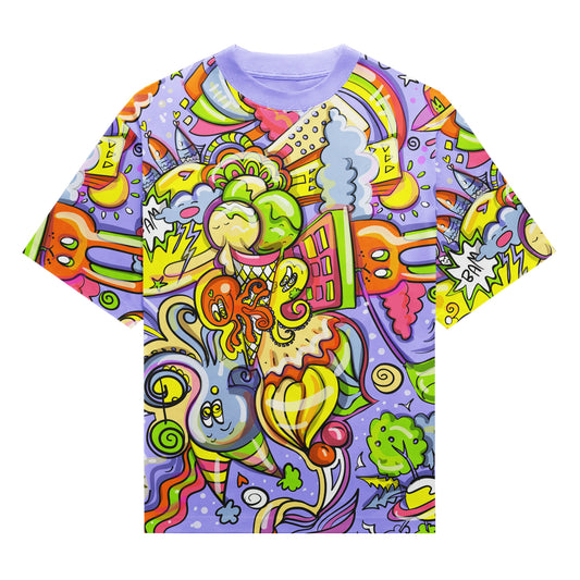 Urban Cartoon Doodle Art All-Over Print Unisex T-Shirt