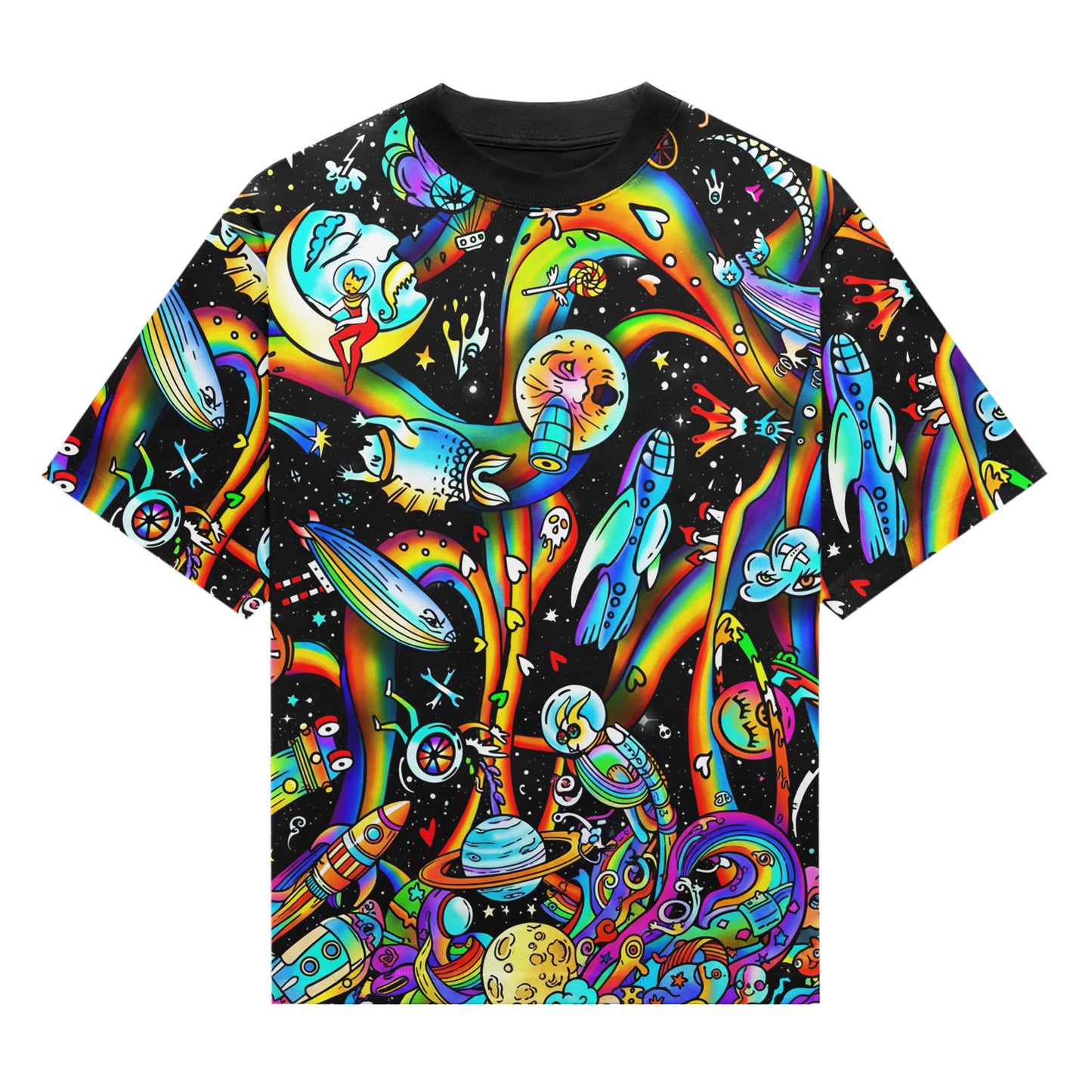 Space Graffiti Doodle All-Over Print Unisex T-Shirt