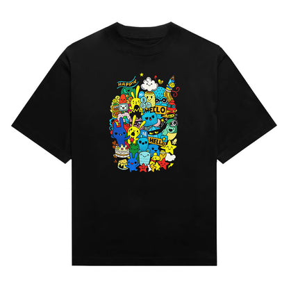 Cute Doodle Crowd Happy World Unisex T-Shirt