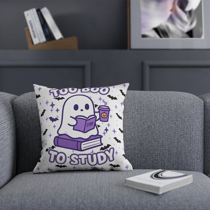 Ghost Meme Throw Pillow — Too Boo To Study