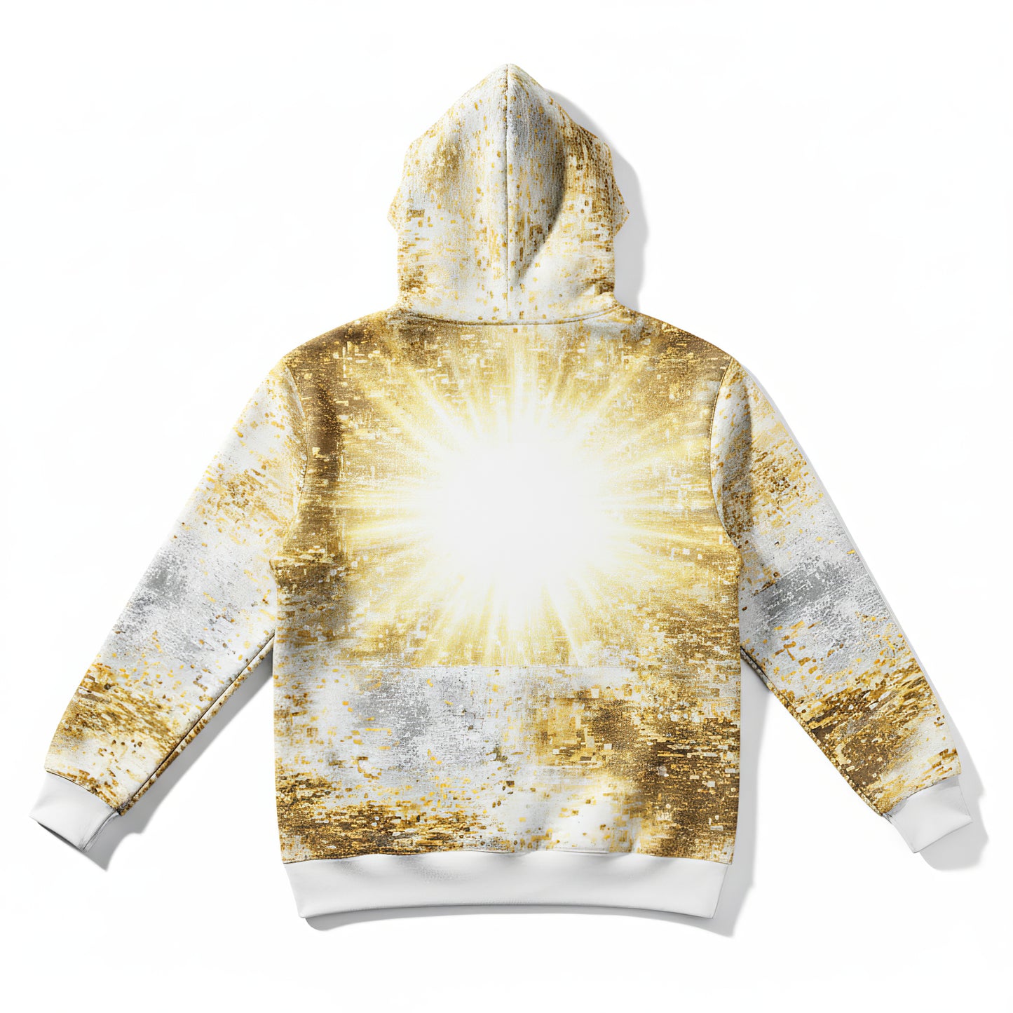 Golden Static Digital Glitch Luxury Hoodie
