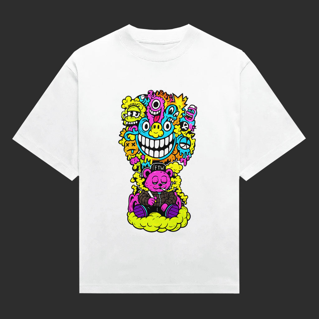 Acid Pop Doodle Bear Unisex Graphic T-Shirt