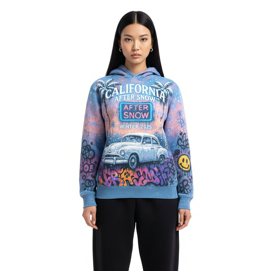 California After Snow Retro Winter Pastel Hoodie