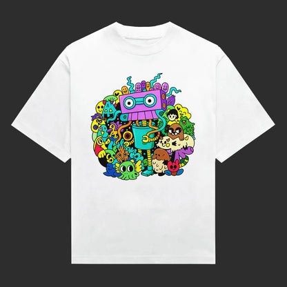 Robot Monster Squad Doodle Unisex T-Shirt
