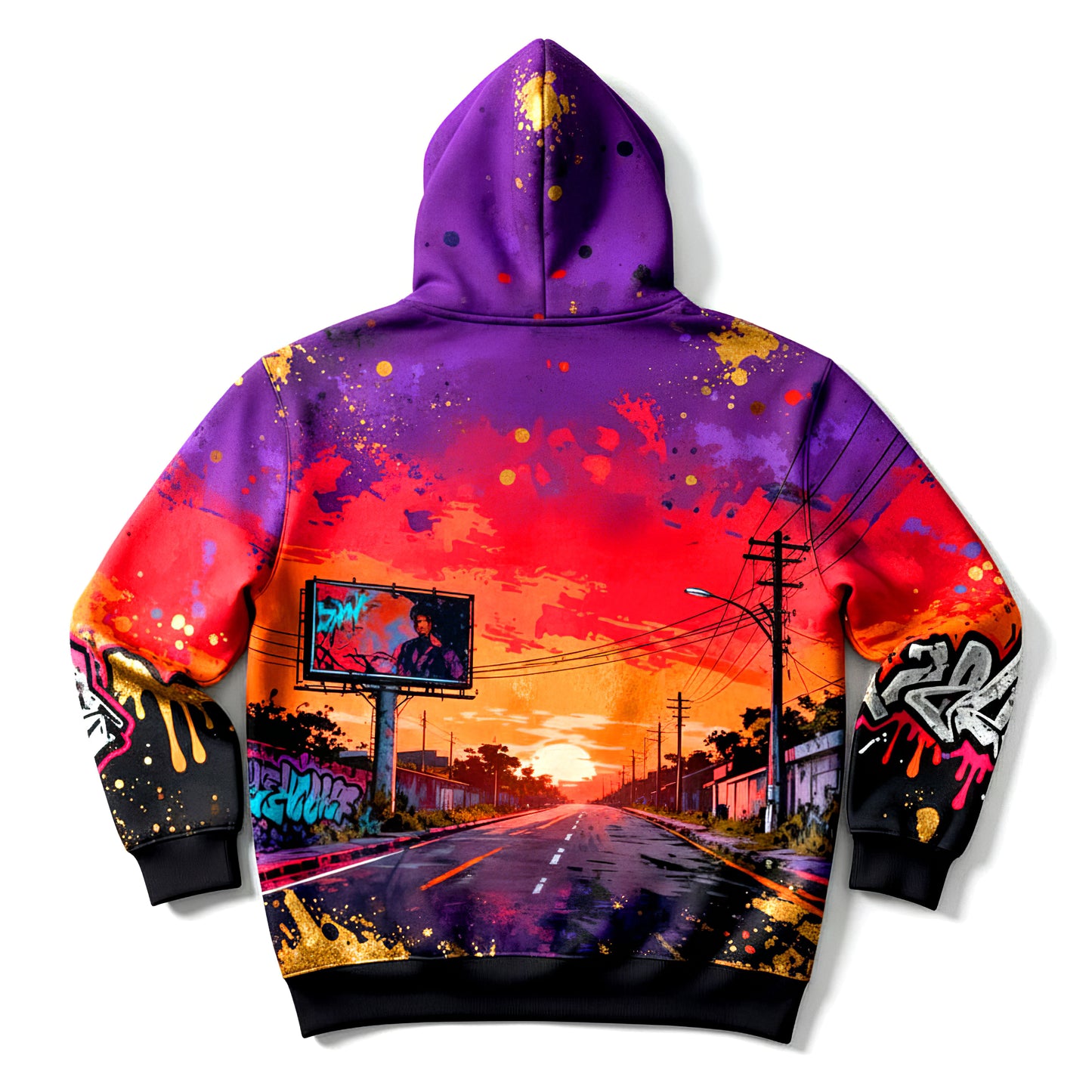 Sunset Wired California Vaporwave Street Graffiti Hoodie