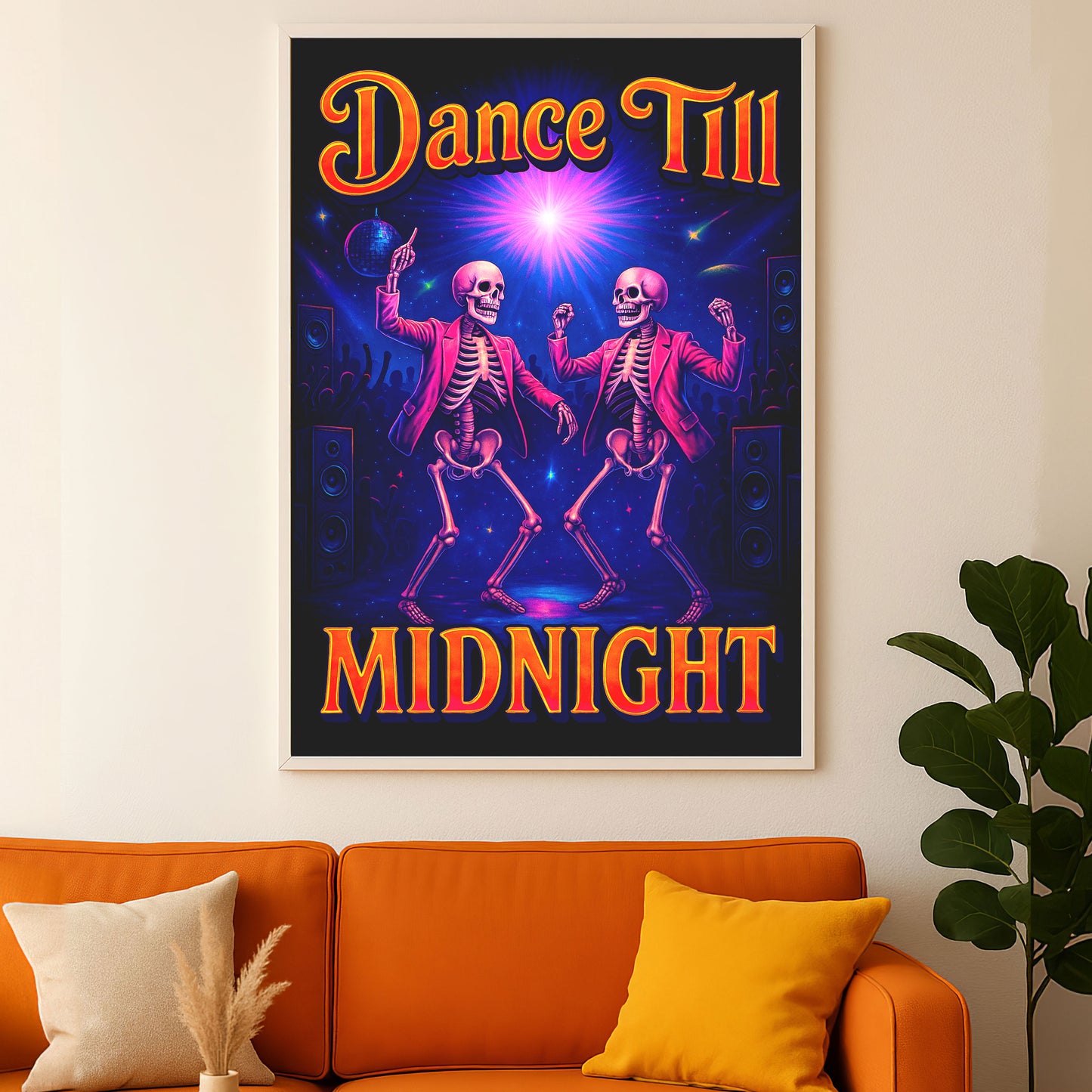 Skeleton Rave Poster — Dance Till Midnight
