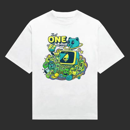 Cosmic Cat “Just One More” Doodle Graphic T-Shirt