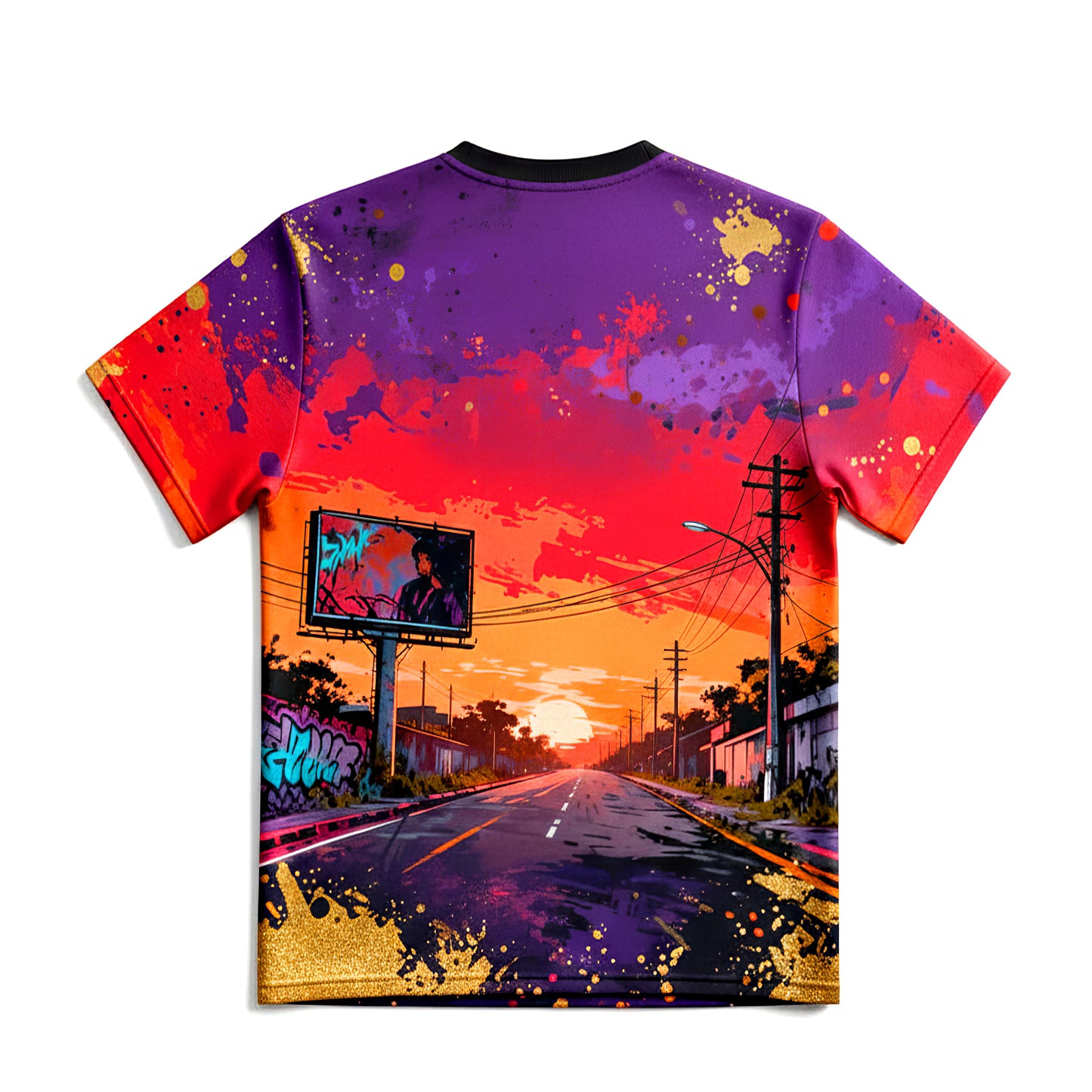 Sunset Wired California Vaporwave Street Graffiti T-Shirt