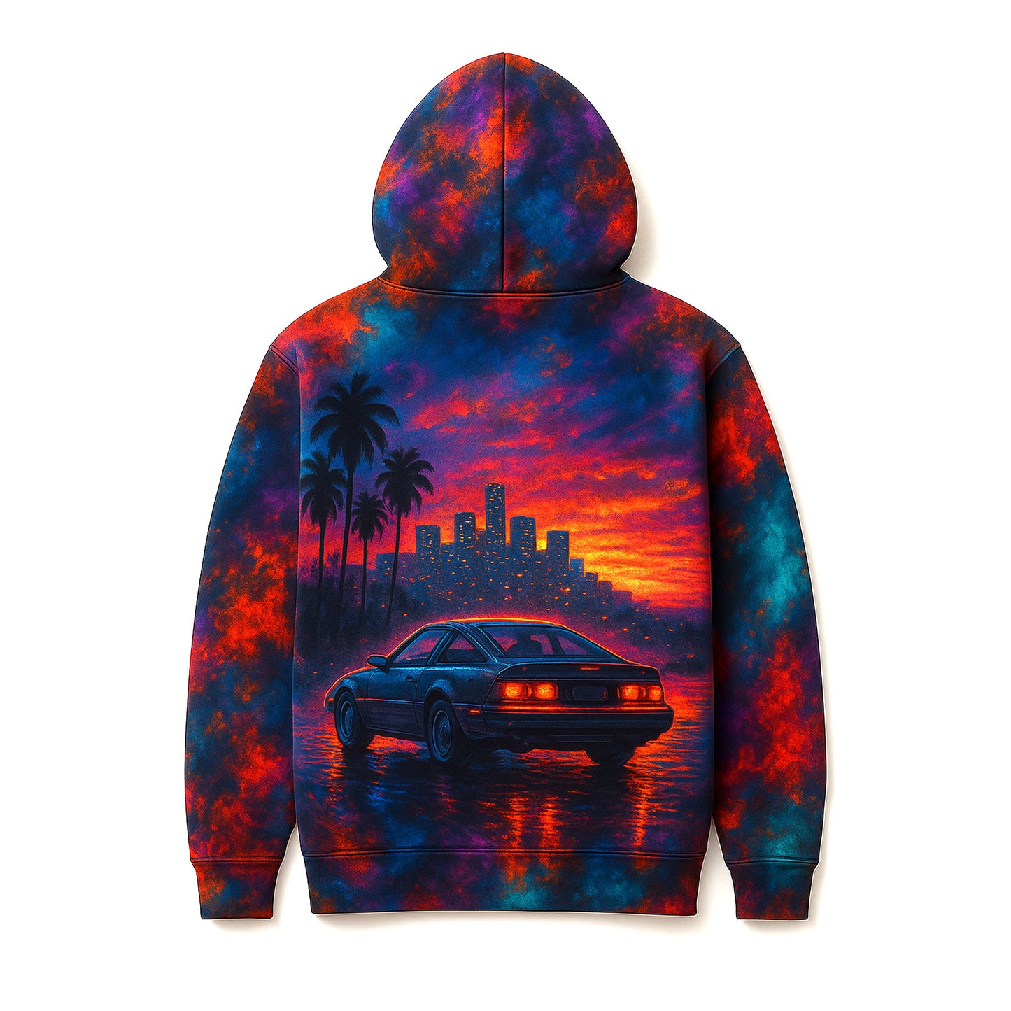 Midnight Drive Neon Retro Car Cinematic Hoodie