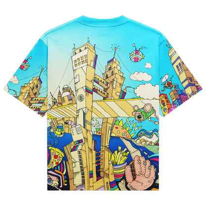 Skyline Dreams Cityscape Doodle All-Over Print Unisex T-Shirt