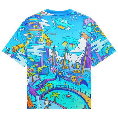 Summer Vibes Paradise Doodle All-Over Print Unisex T-Shirt