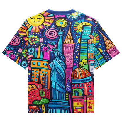 Midnight City Lights Doodle All-Over Print Unisex T-Shirt