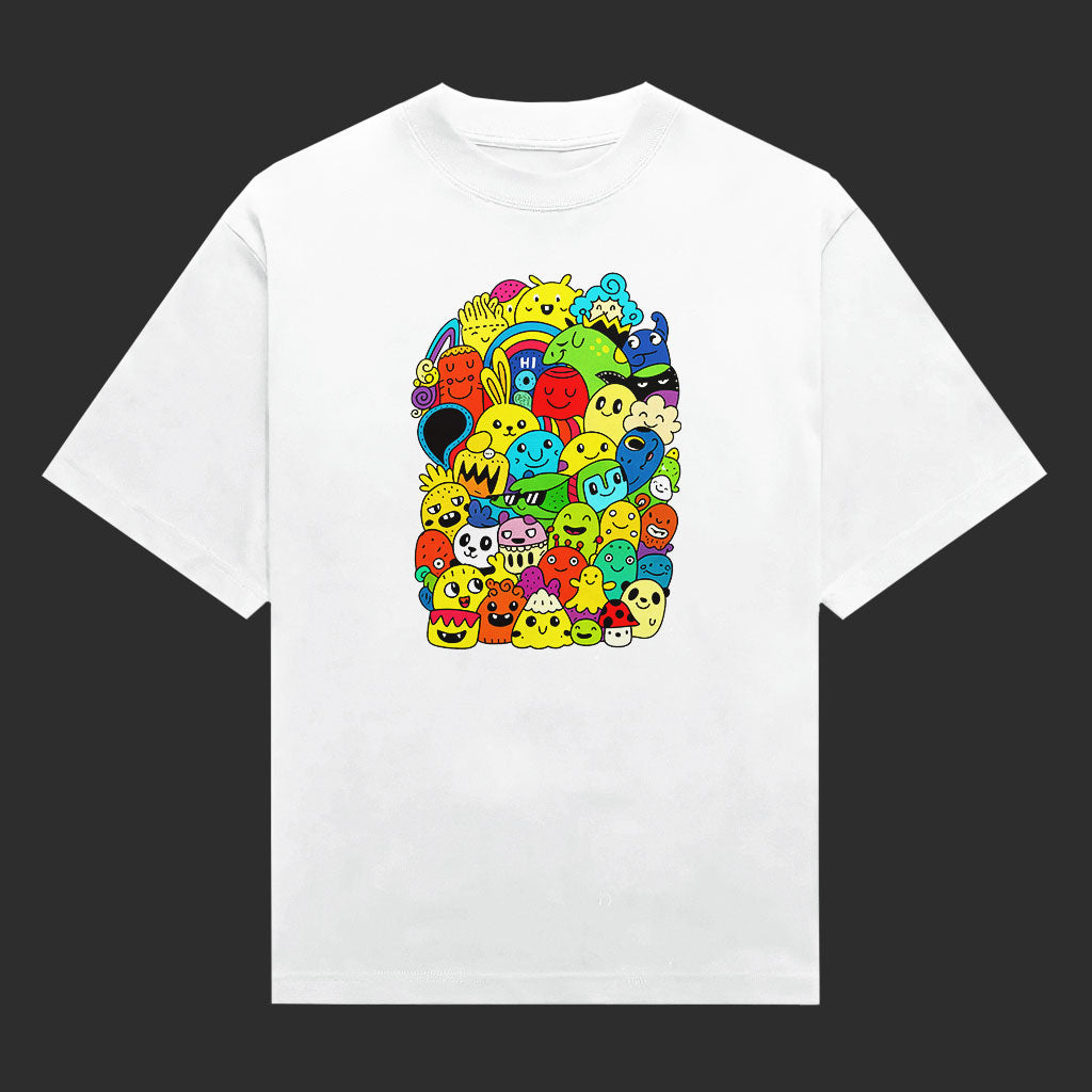 Kawaii Doodle Art Monster Crowd Unisex T-Shirt