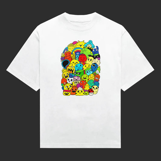 Kawaii Doodle Art Monster Crowd Unisex T-Shirt