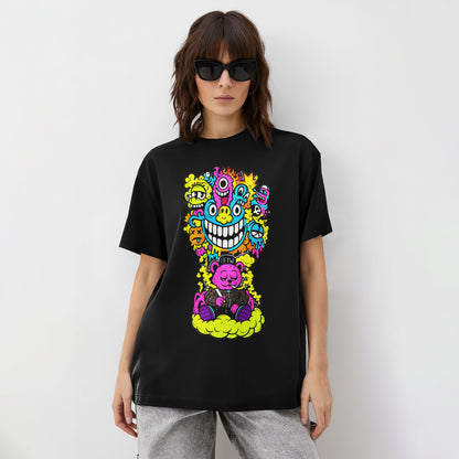 Acid Pop Doodle Bear Unisex Graphic T-Shirt