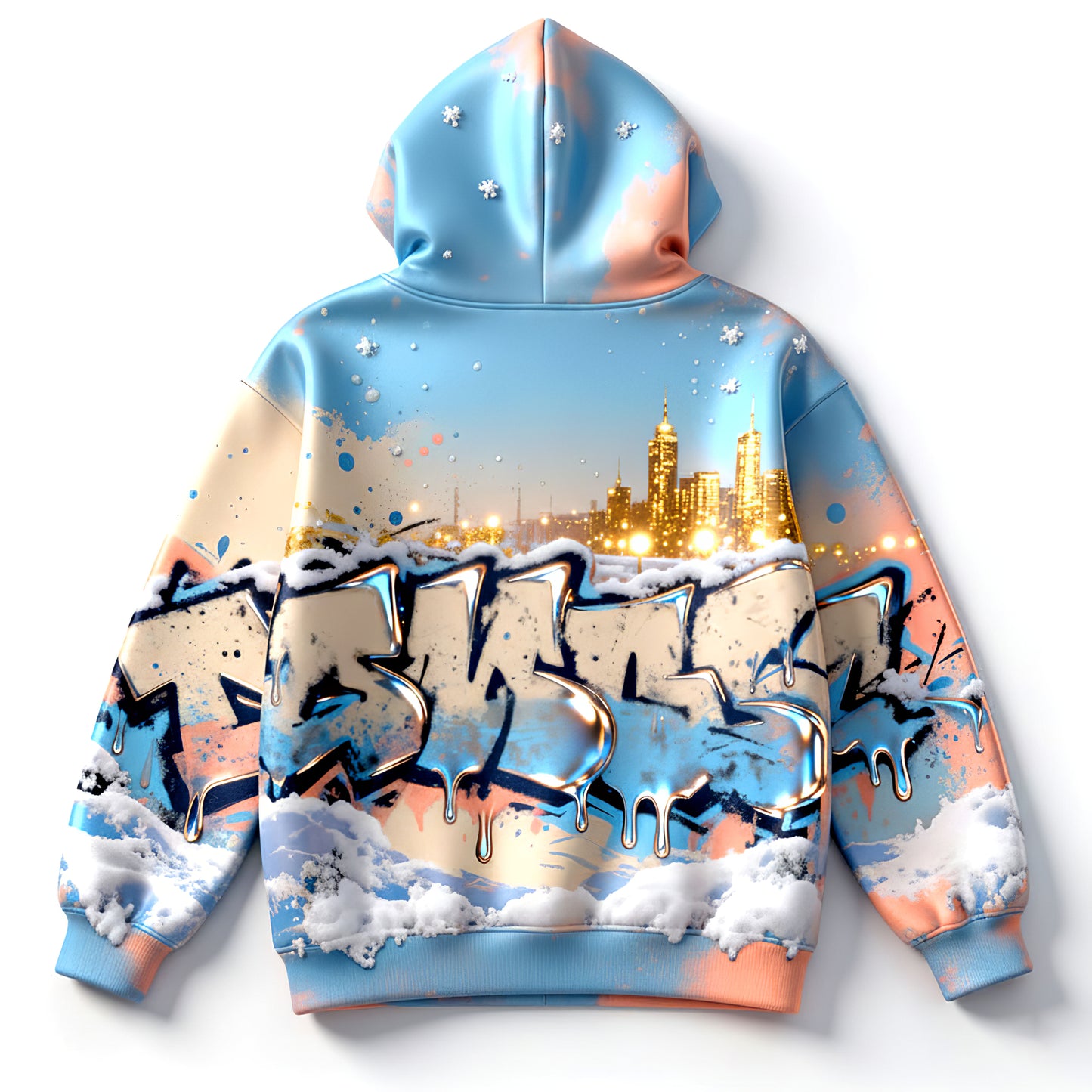 Winter Mirage Snowfall City Graffiti Luxury Hoodie