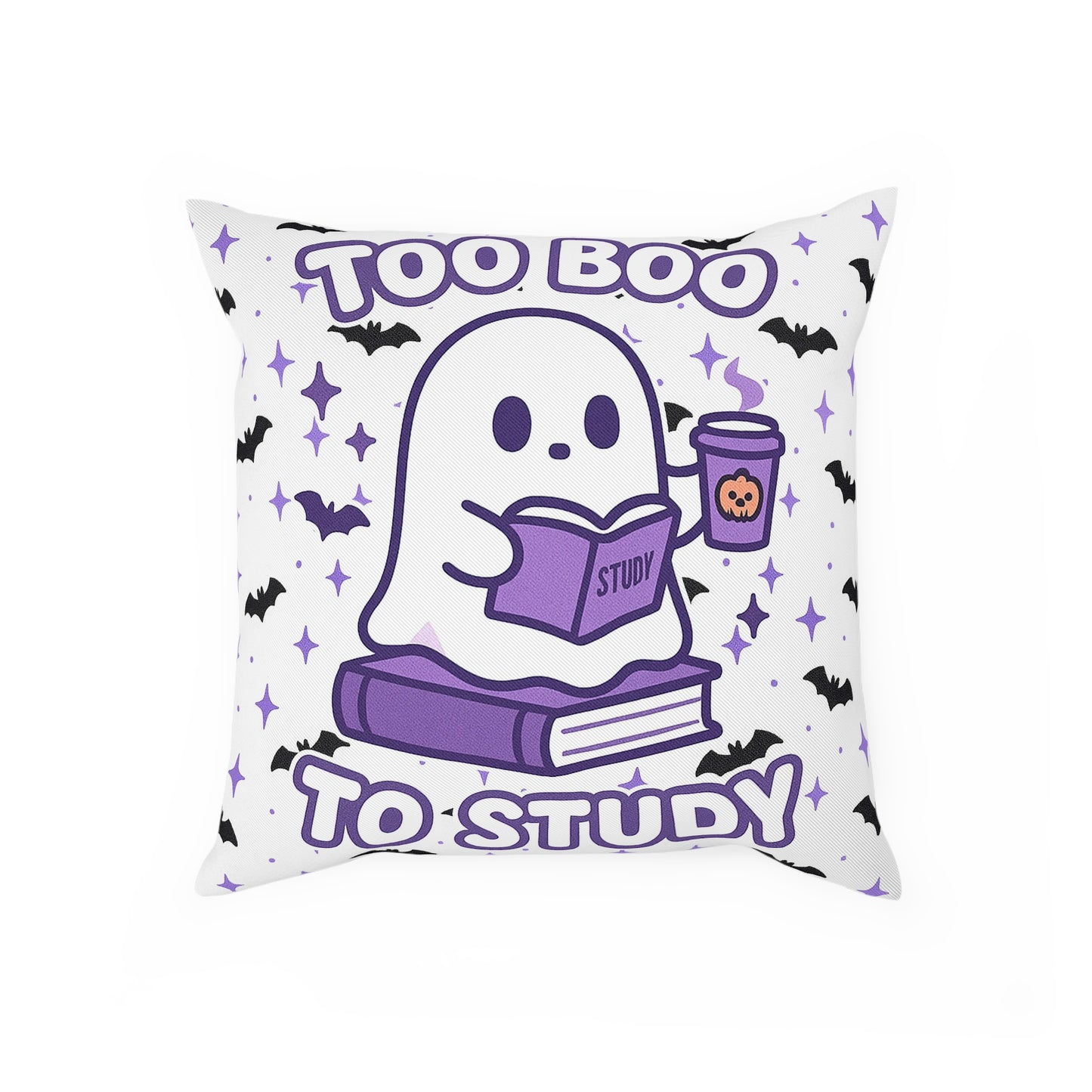 Ghost Meme Throw Pillow — Too Boo To Study