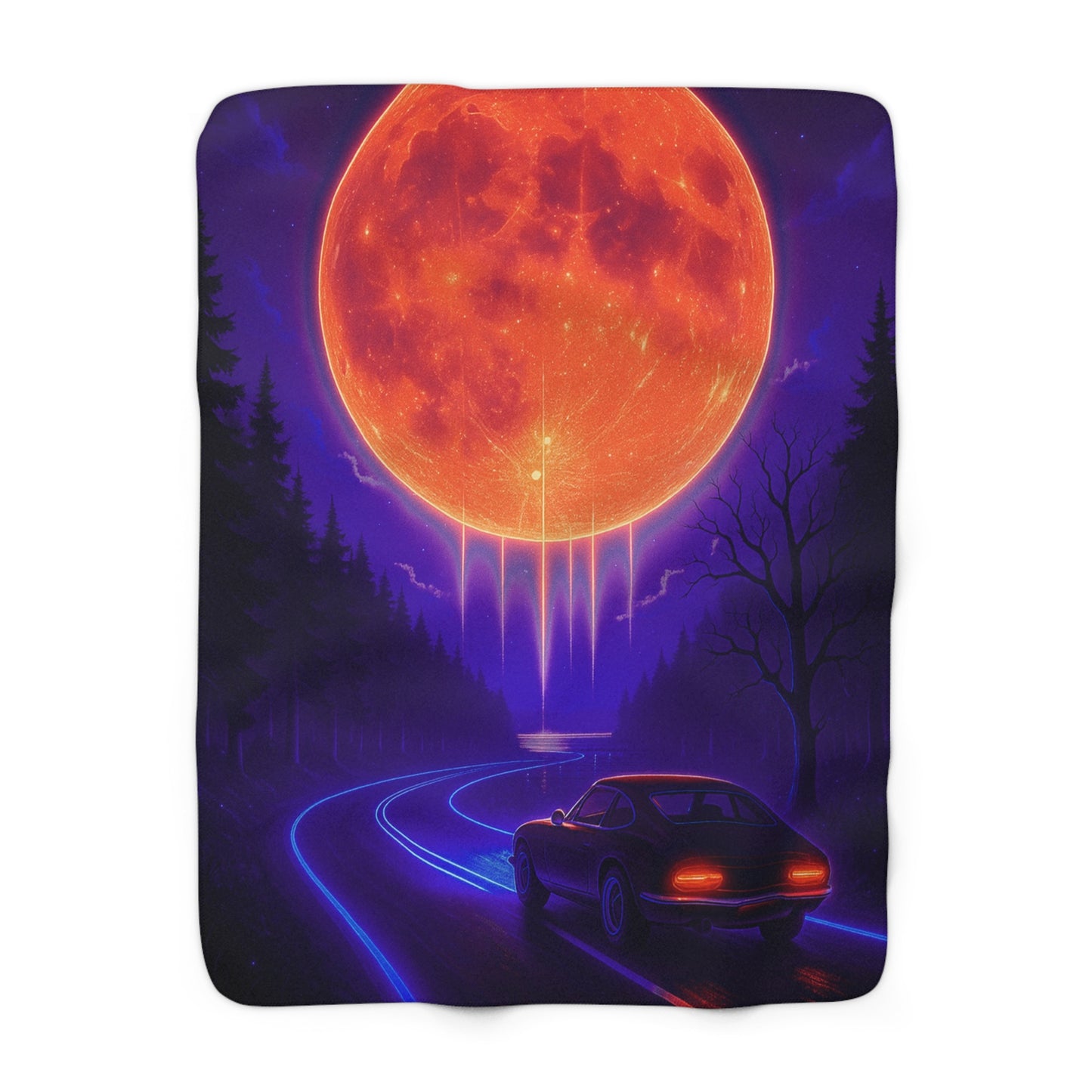 Midnight Drive Sherpa Blanket — Halloween Roadtrip