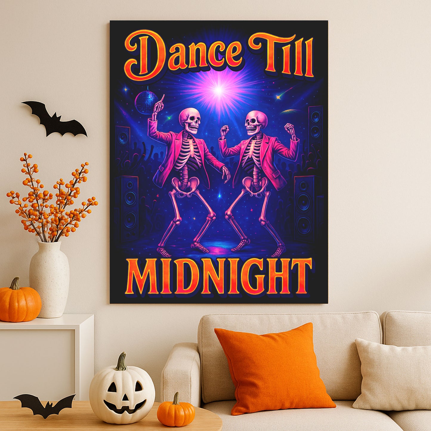 Skeleton Rave Poster — Dance Till Midnight