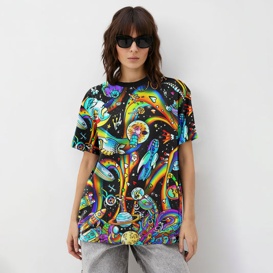 Space Graffiti Doodle All-Over Print Unisex T-Shirt